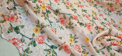 Chikan embroidered lawn printed shirt