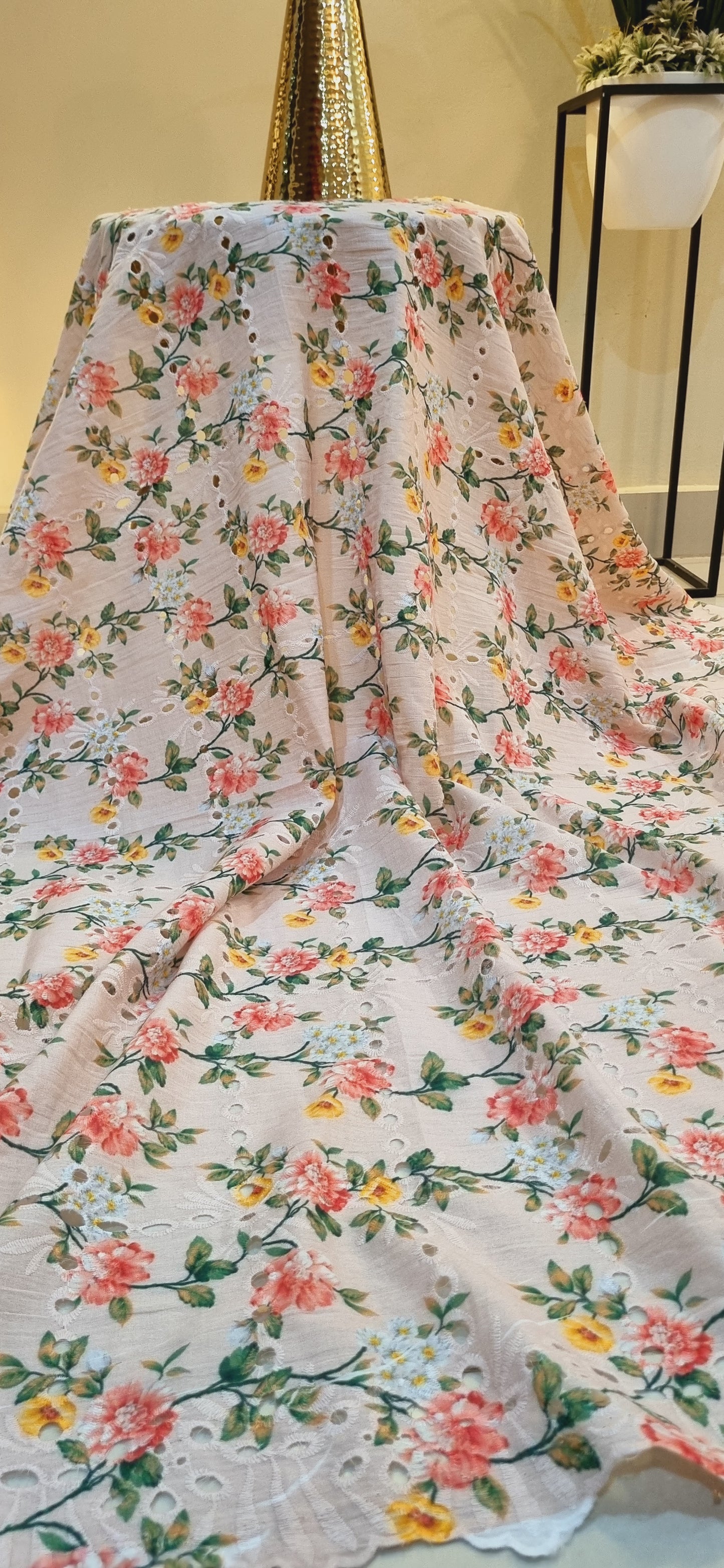 Chikan embroidered lawn printed shirt