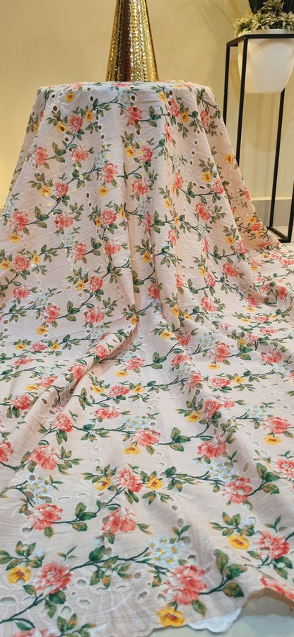 Chikan embroidered lawn printed shirt