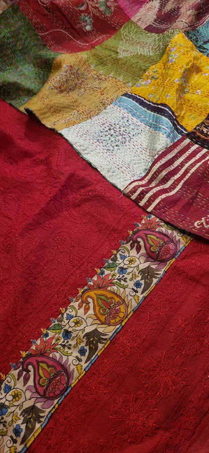 Chikankari shirt kantha dupata
