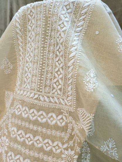 Chanderi set : Hand Embroidered