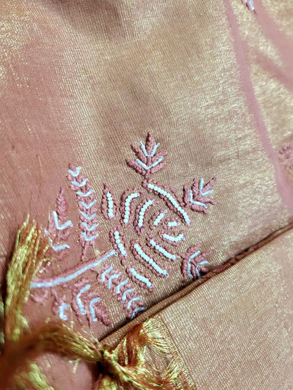 Chikankari chanderi set: Hand Embroidered