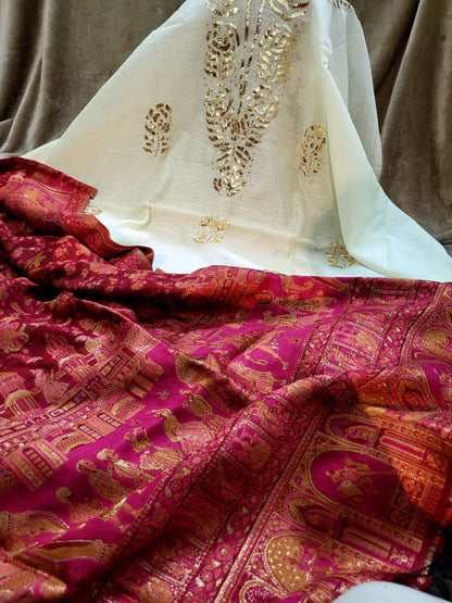 Mukaish shirt : Silk shawl