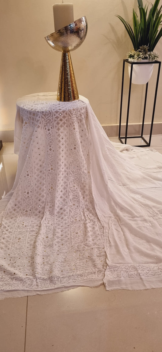 Chikankari kamdani Chiffon suit
