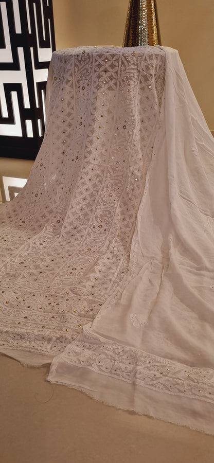 Chikankari kamdani Chiffon suit