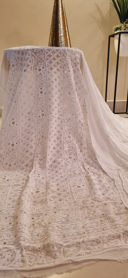 Chikankari kamdani Chiffon suit