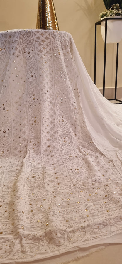 Chikankari kamdani Chiffon suit