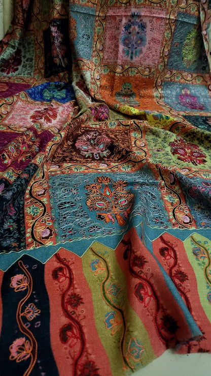 Reelkaar kalamkari shawl: Embroidered