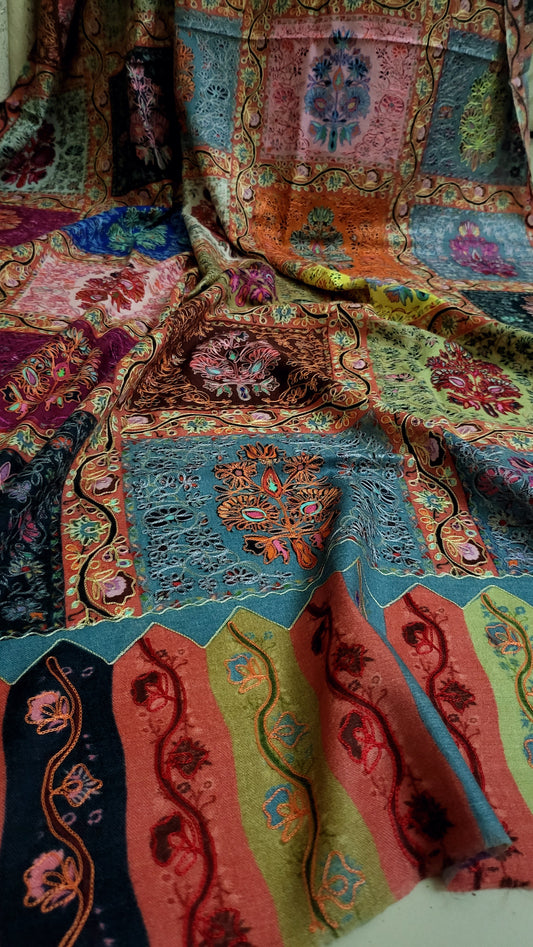 Reelkaar kalamkari shawl: Embroidered