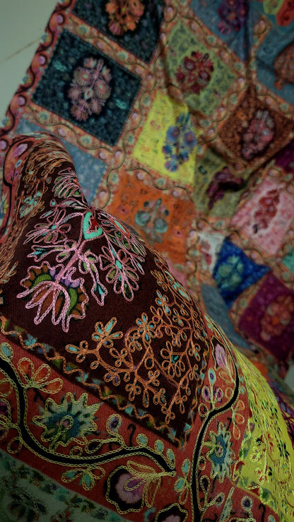 Reelkaar kalamkari shawl: Embroidered