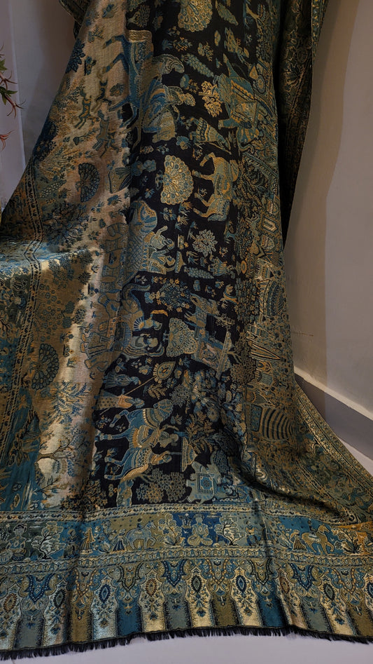 Royal moonlight kaani : Reversible shawl