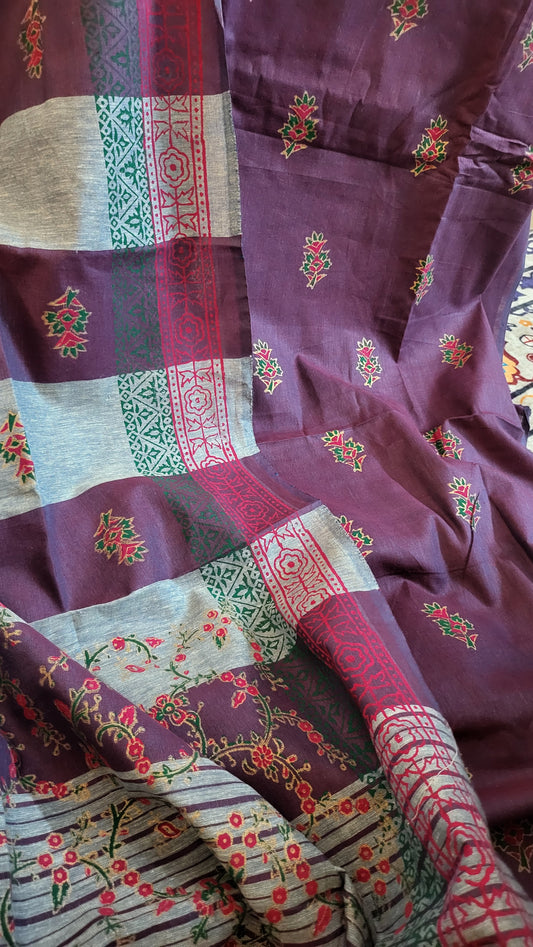 khaddar suit: Block printed