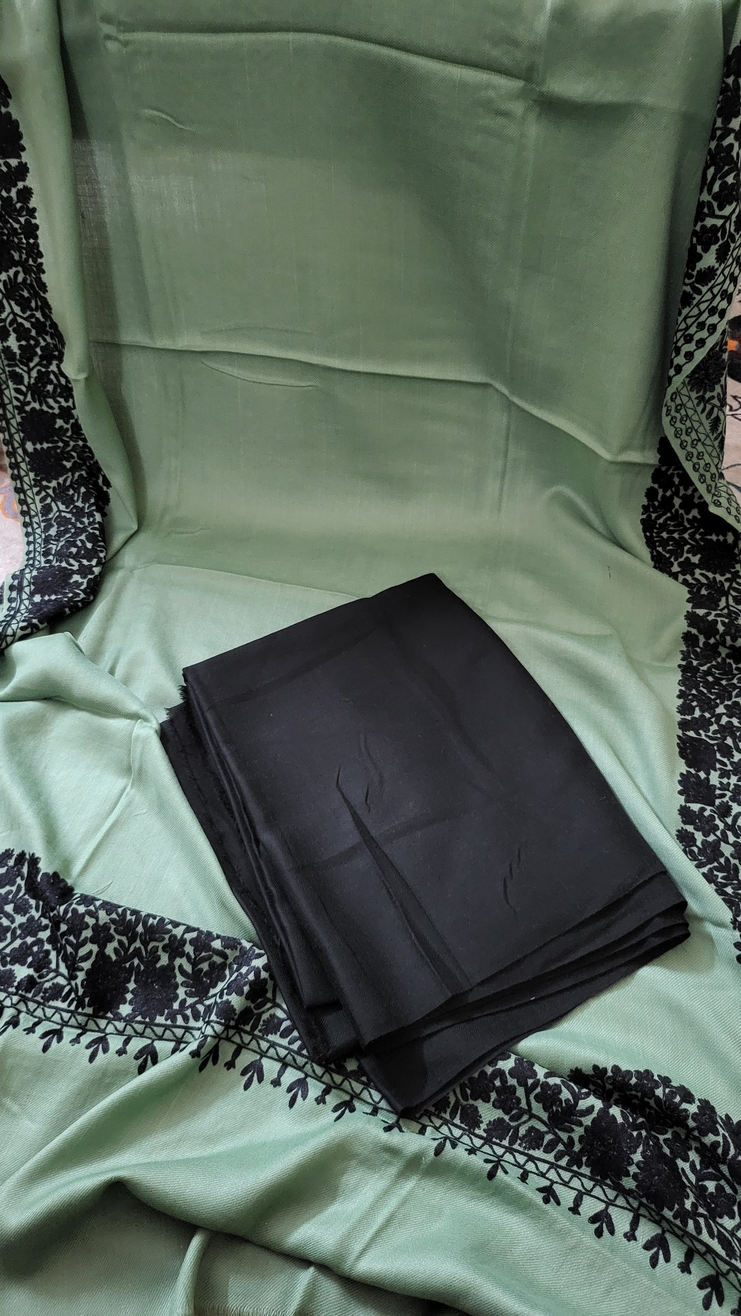 Sage green: shawl suit