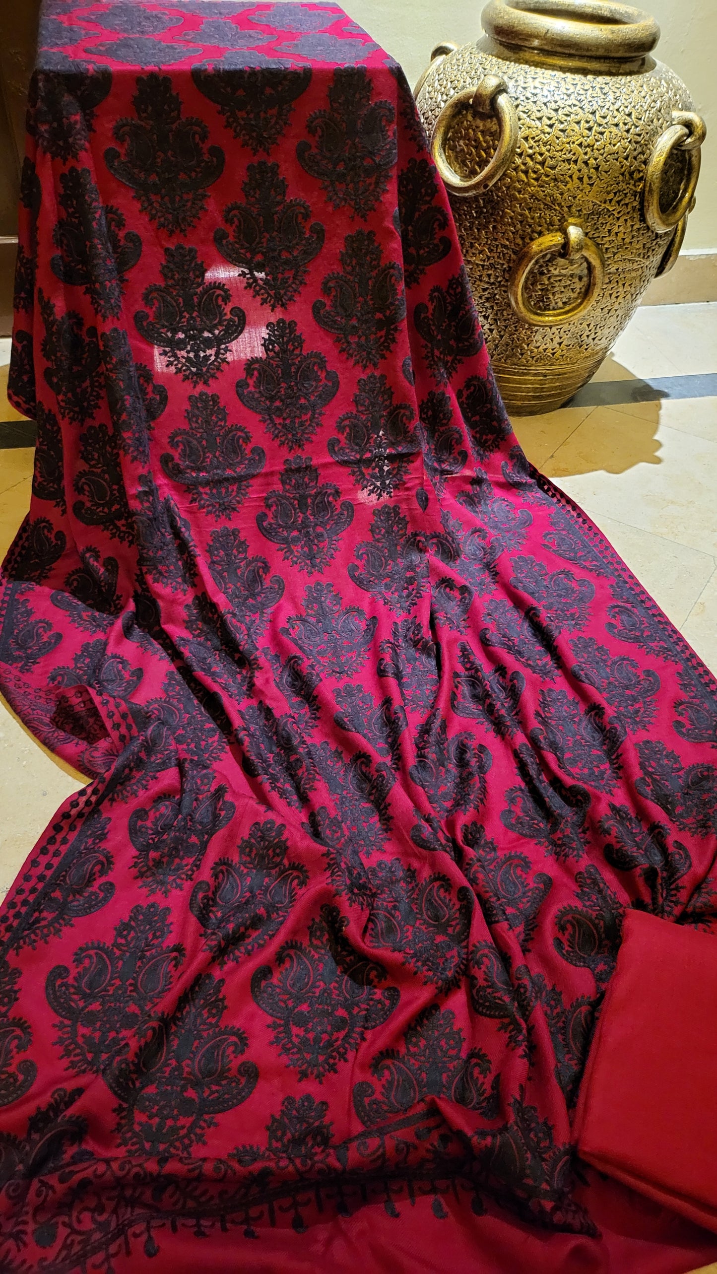 Red beauty: Embroidered shawl