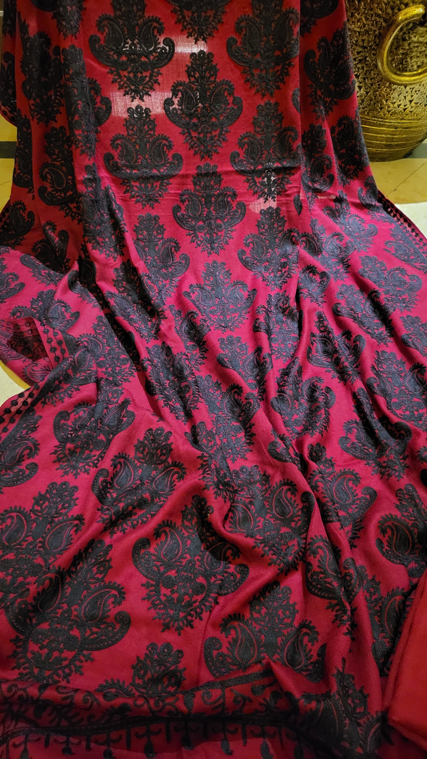 Red beauty: Embroidered shawl