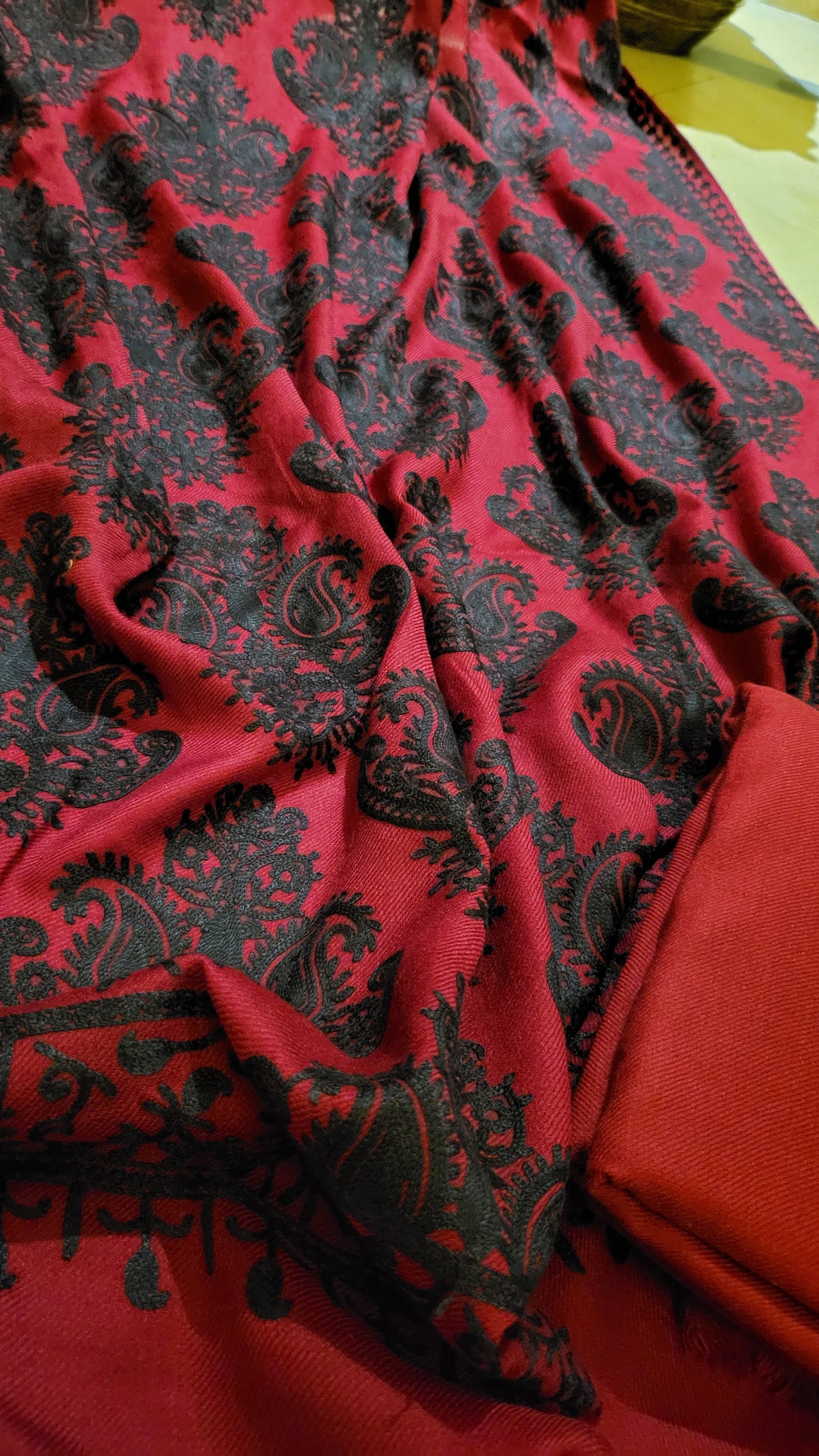 Red beauty: Embroidered shawl