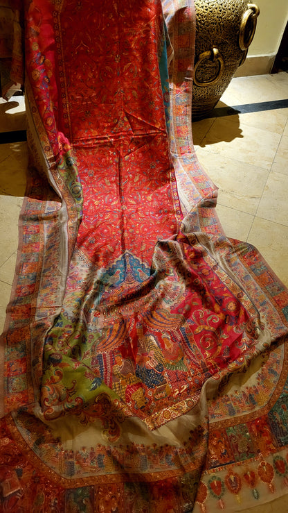 Silk kaani shawl : Mughal theme