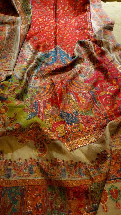 Silk kaani shawl : Mughal theme