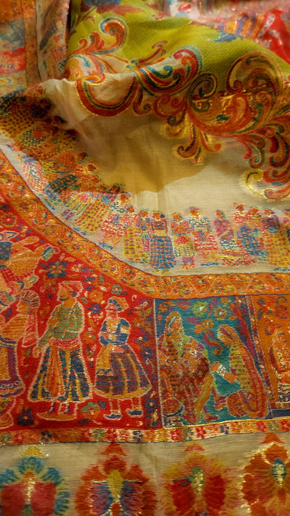 Silk kaani shawl : Mughal theme