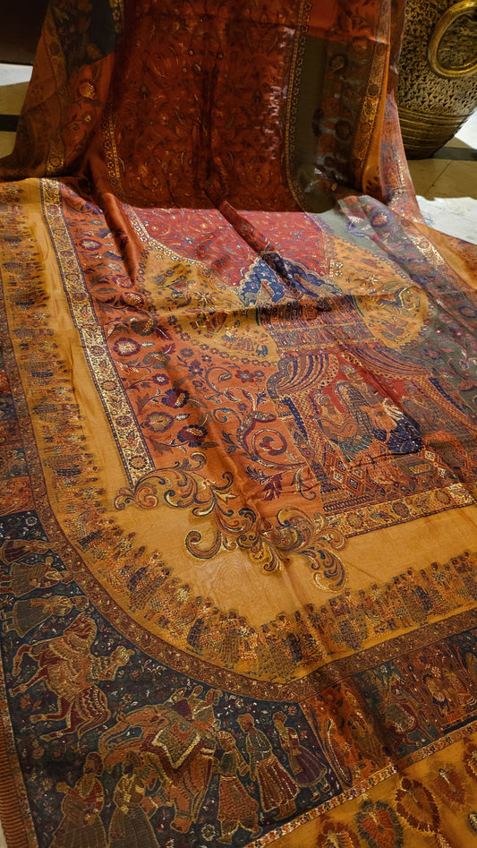 Mustard : shikargah silk kanni