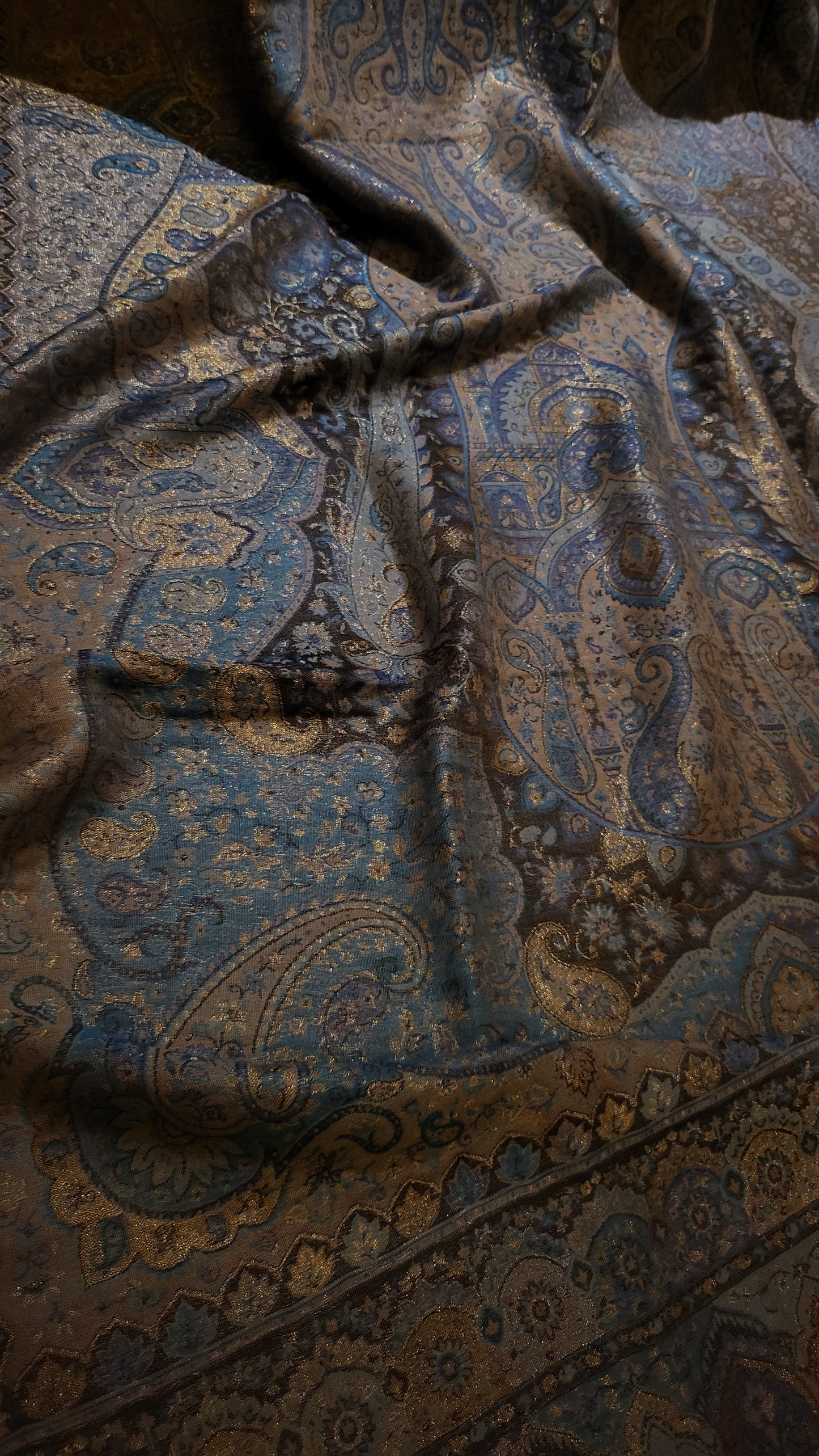 Blue paisly : Reversible kaani shawl