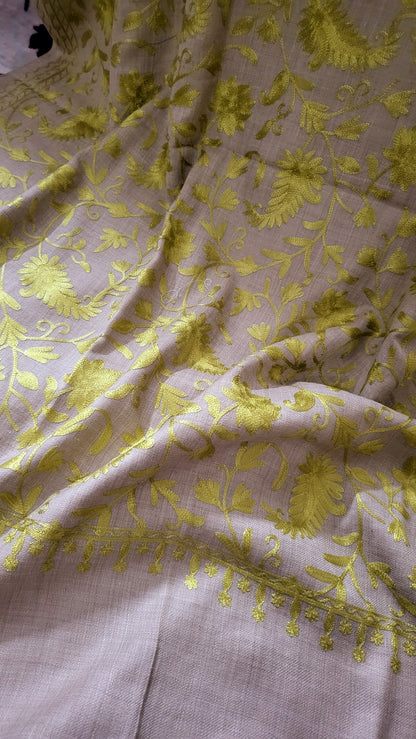 Olive green :Embroidered shawl suit