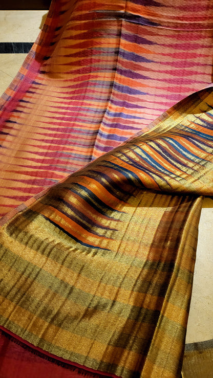 Ikkat kanni : Reversible shawl