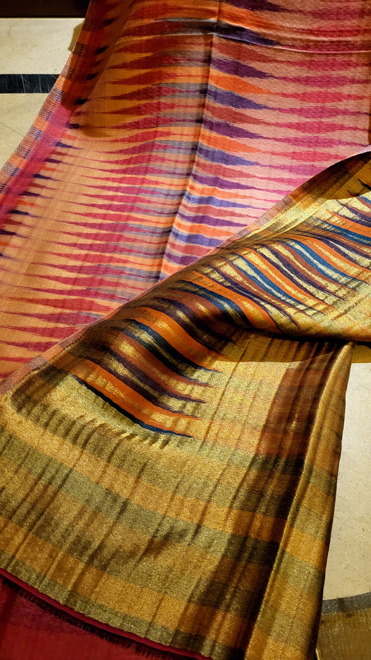 Ikkat kanni : Reversible shawl