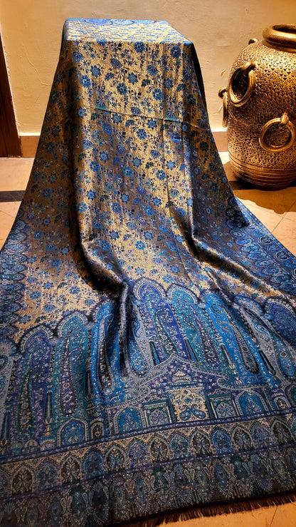 Ocean blue : Gandhara kanni shawl
