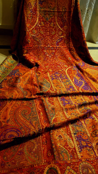 Red and rust : Tabraizi kanni shawl