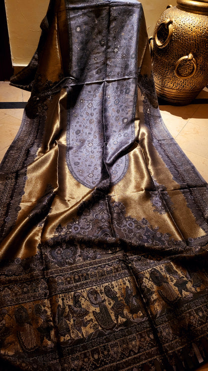 Black and gold : silky moonlight kanni shawl