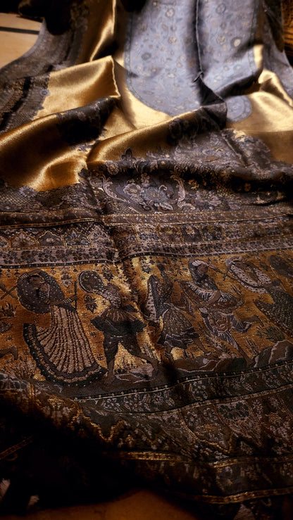 Black and gold : silky moonlight kanni shawl