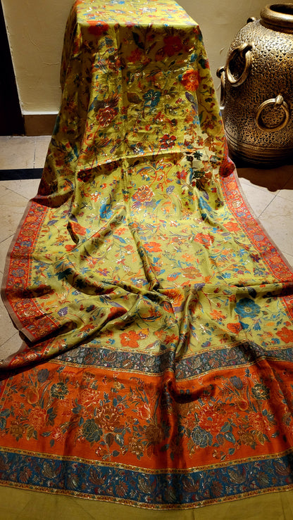 Apple green : silk kanni shawl