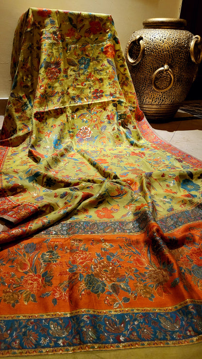 Apple green : silk kanni shawl