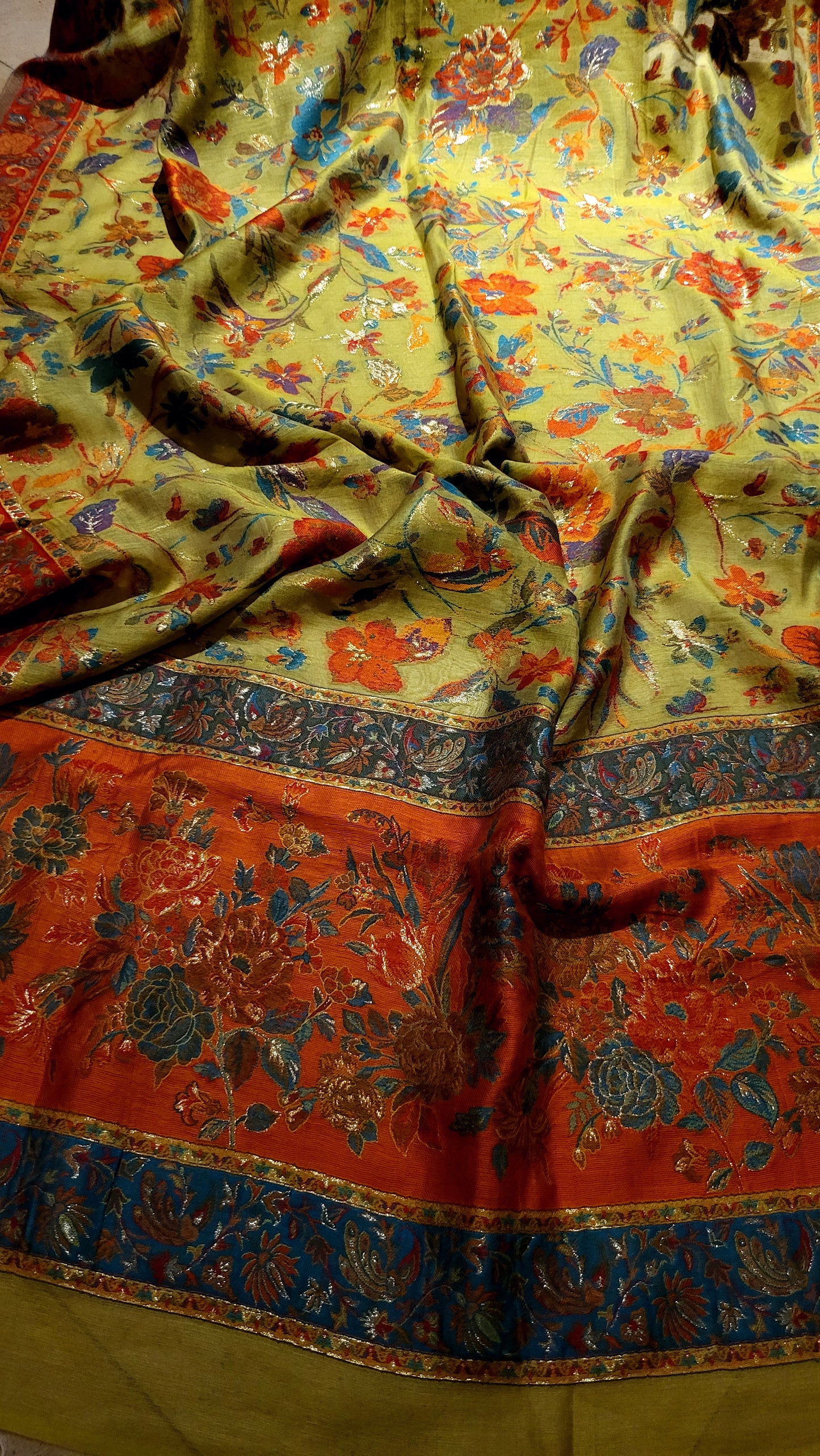 Apple green : silk kanni shawl