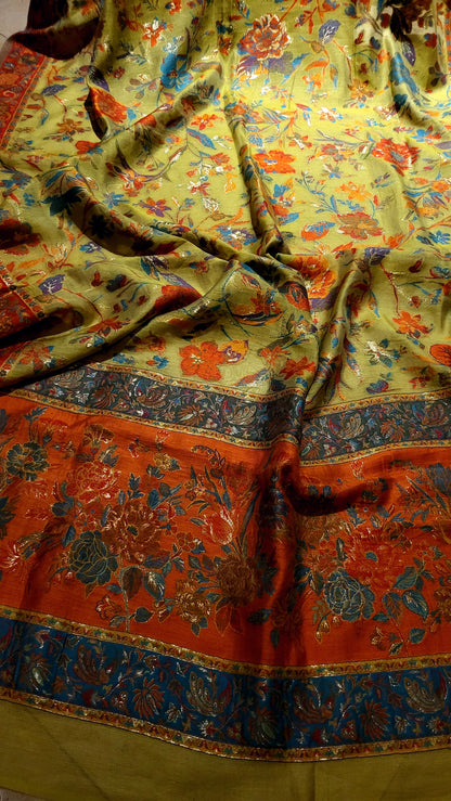 Apple green : silk kanni shawl