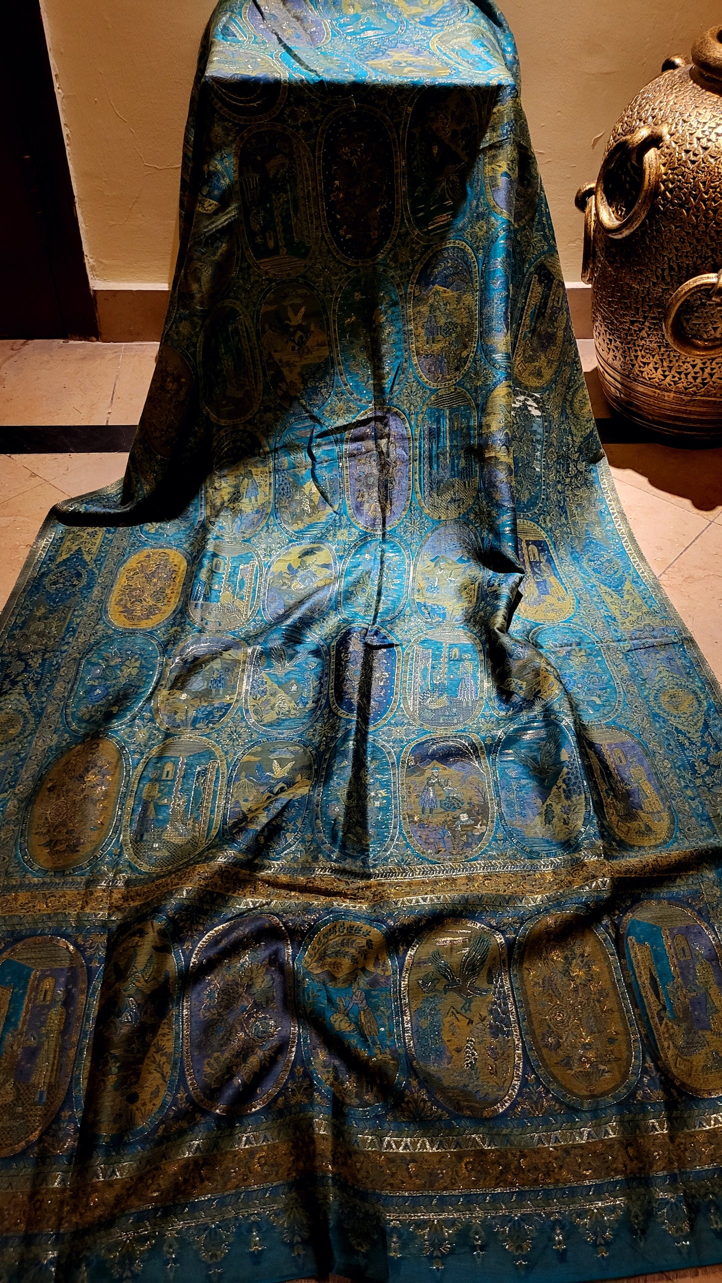 Double beam : Teal kanni shawl