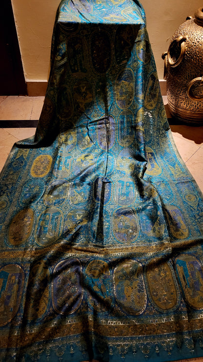 Double beam : Teal kanni shawl