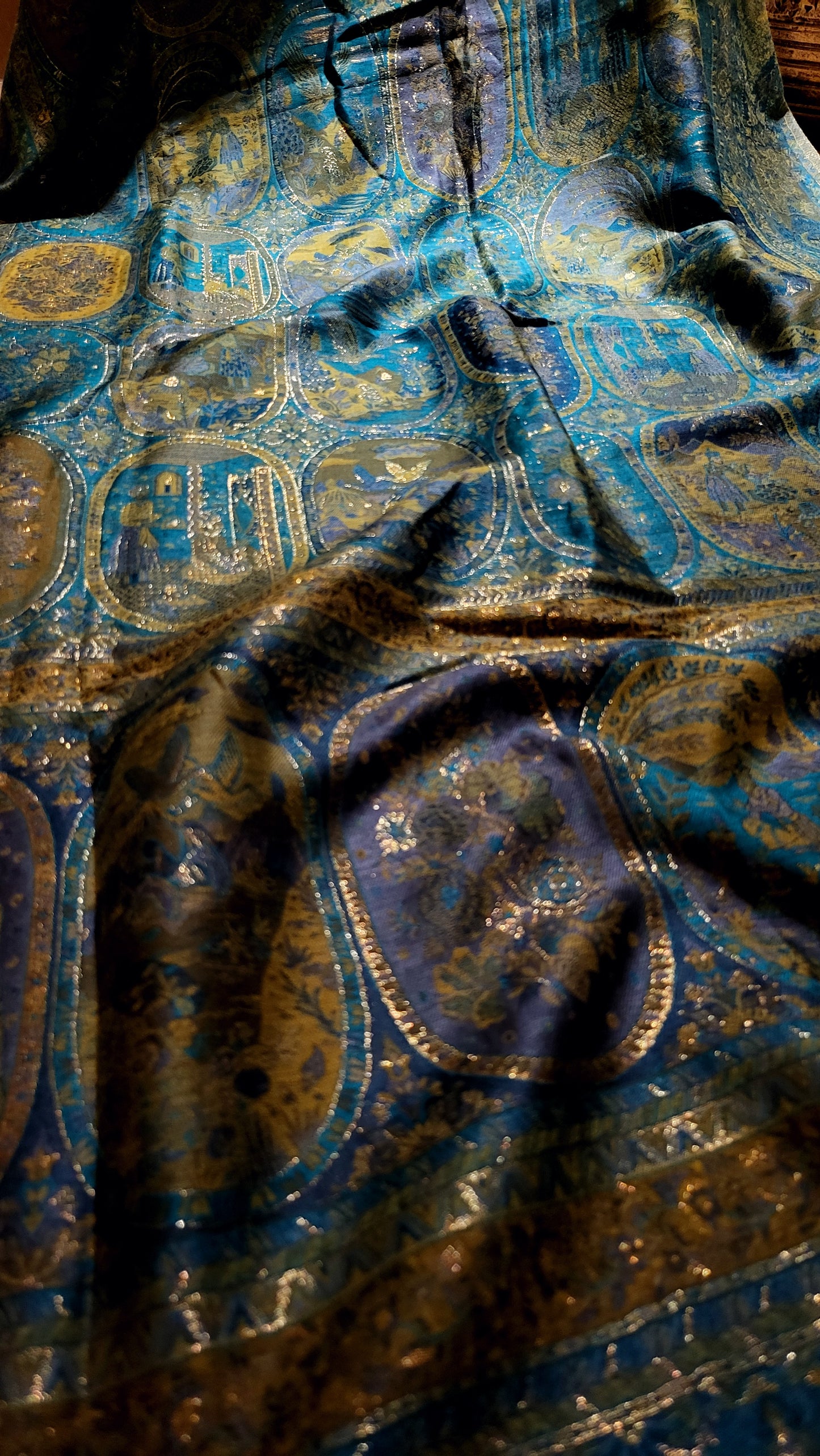 Double beam : Teal kanni shawl