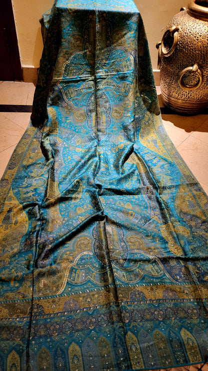 Teal Moonlight :Silk kanni shawl