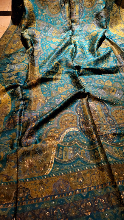 Teal Moonlight :Silk kanni shawl