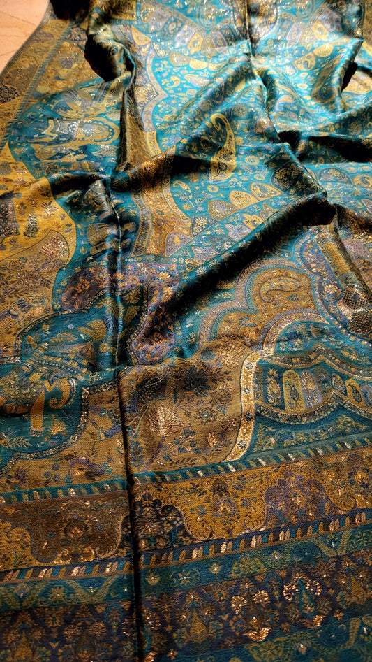 Teal Moonlight :Silk kanni shawl