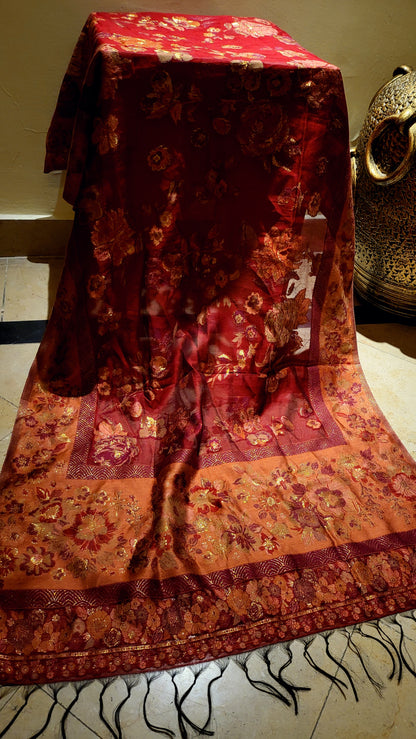 Maroon : Mini silk kanni shawl