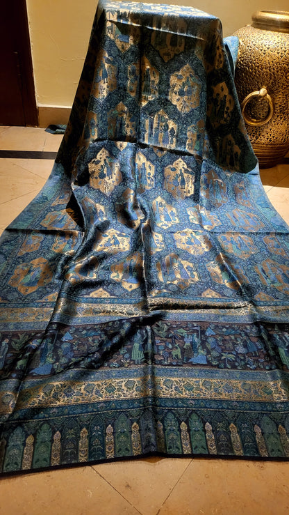 Blue beauty : silky moonlight kaani shawl
