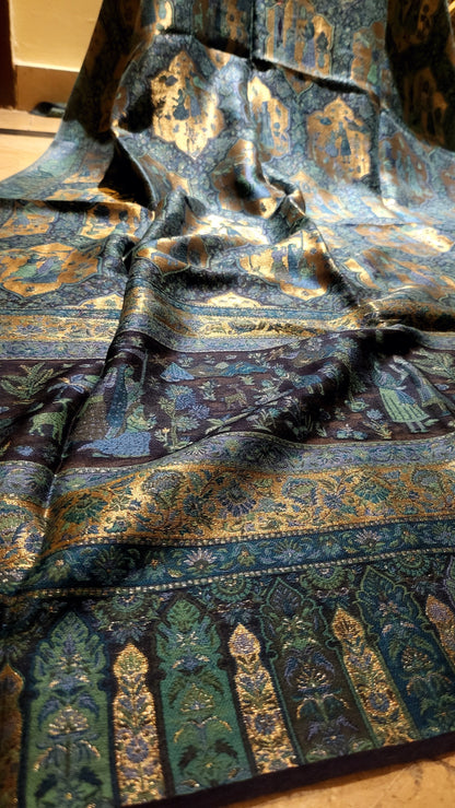 Blue beauty : silky moonlight kaani shawl