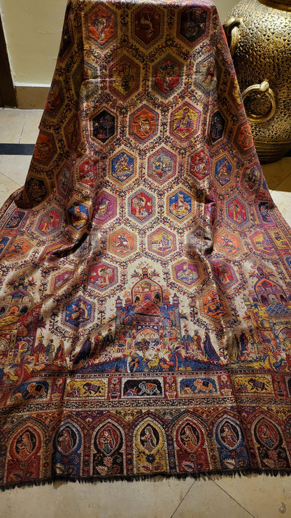 Royal mughal kaani : Reversible Moonlight shawl