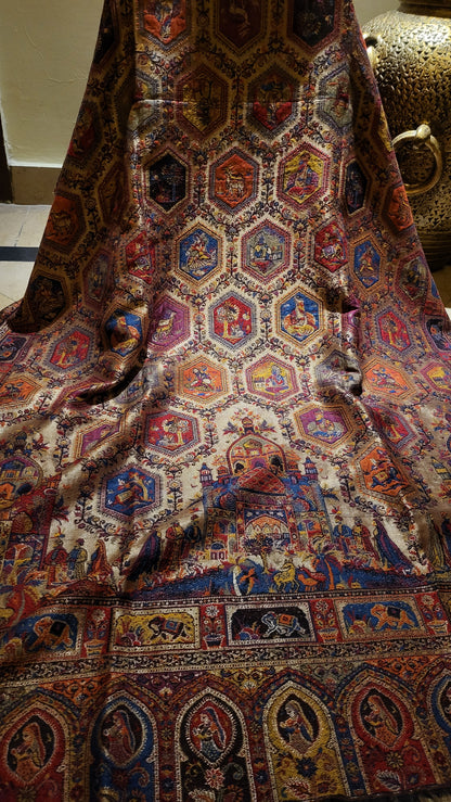 Royal mughal kaani : Reversible Moonlight shawl