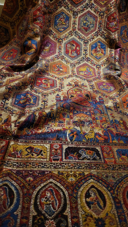 Royal mughal kaani : Reversible Moonlight shawl