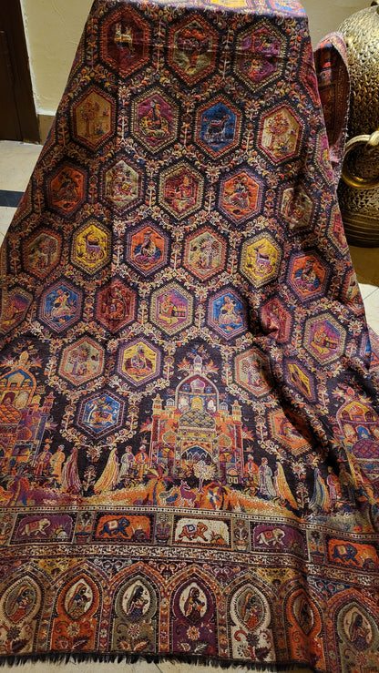 Royal mughal kaani : Reversible Moonlight shawl