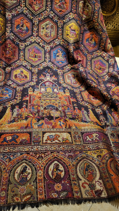Royal mughal kaani : Reversible Moonlight shawl